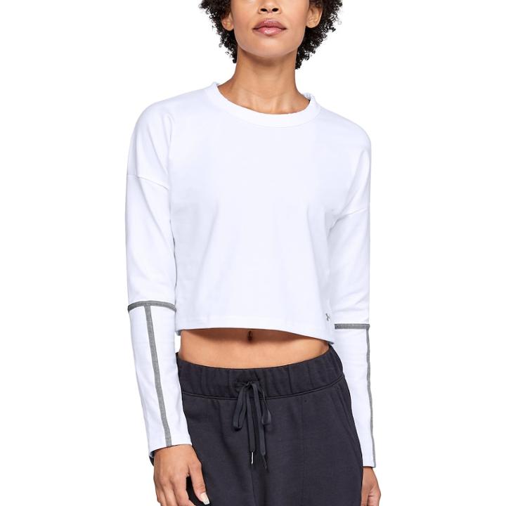 Women's Under Armour Lighter Longer Cropped Long Sleeve Tee, Size: Large, White