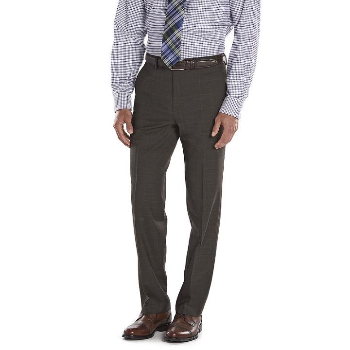 Men's Chaps Performance Classic-fit Shadow Wool-blend Comfort Stretch Flat-front Suit Pants, Size: 34x32, Med Green