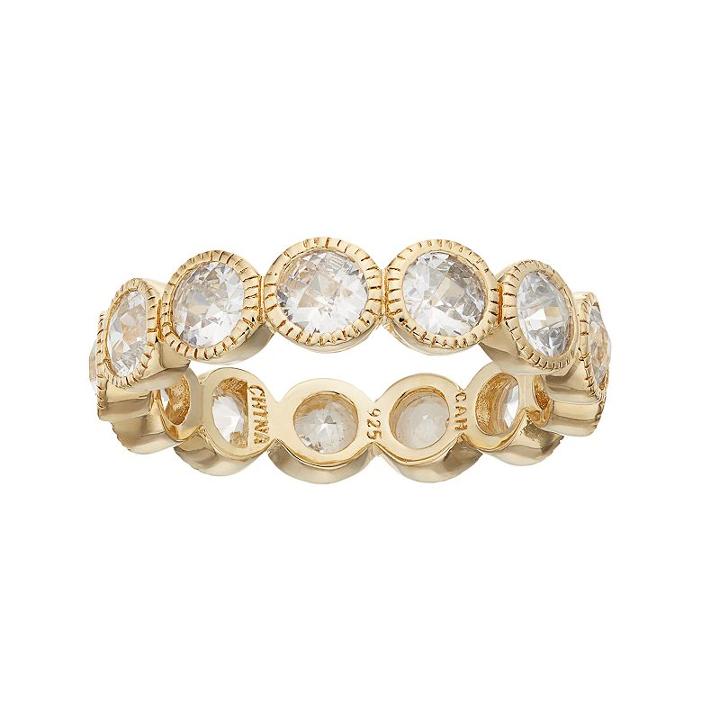 Sophie Miller 14k Gold Plated Cubic Zirconia Eternity Ring, Women's, Size: 9, White