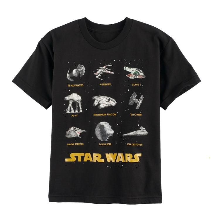 Boys 8-20 Star Wars Tons Of Ships Tee, Size: Medium, Black