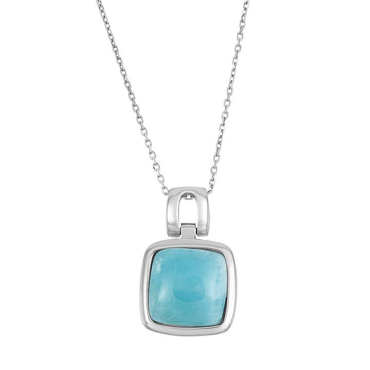 Larimar Sterling Silver Square Halo Pendant Necklace, Women's, Size: 18, Blue