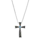 Silver Luxuries London Blue Cubic Zirconia Cross Pendant Necklace, Women's