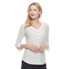 Women's Dana Buchman Textured Button-accent Top, Size: Large, White