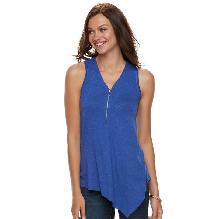 Women's Apt. 9&reg; Asymmetrical Zipper Accent Tank, Size: Small, Drk Purple