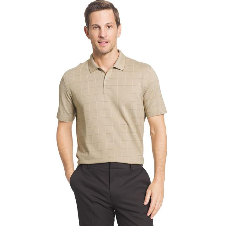 Big & Tall Van Heusen Flex Stretch Windowpane Polo, Men's, Size: 3xb, Med Beige