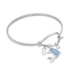 Crystal & Cubic Zirconia Dolphin Charm Bangle Bracelet, Women's, Blue