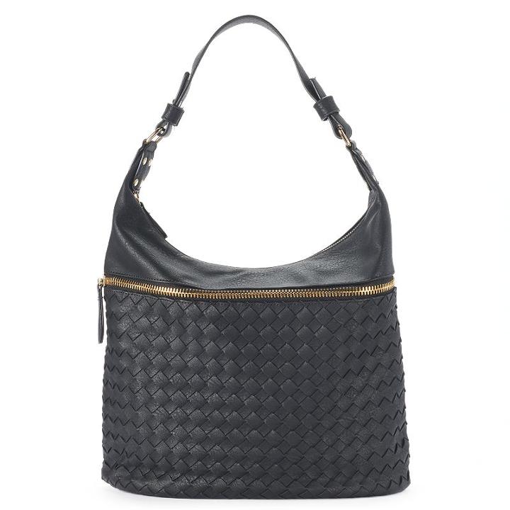 Yoki Basket Weave Shoulder Bag, Women's, Black