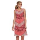 Women's Dana Buchman Print Mesh Overlay Tank Dress, Size: Small, Red