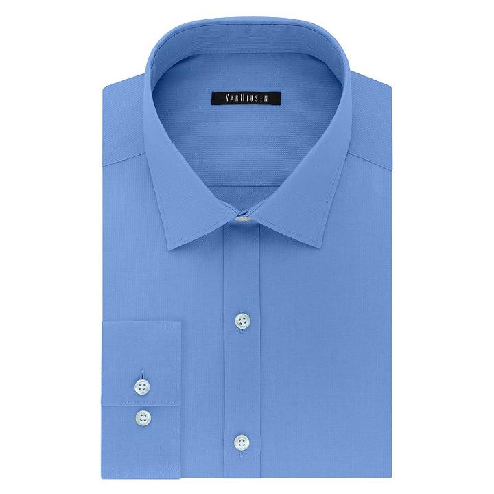Men's Van Heusen Flex Collar Slim-fit Pincord Dress Shirt, Size: 17.5 36/37, Brt Blue