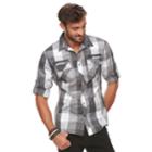 Men's Rock & Republic Plaid Button-down Shirt, Size: Xl, Black