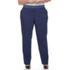 Plus Size Apt. 9&reg; Torie Satin Waist Straight-leg Pants, Women's, Size: 16 W, Blue (navy)