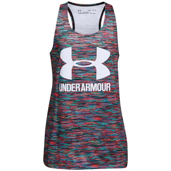 Girls 7-16 Under Armour Pixelated Logo Racerback Tank Top, Size: Medium, Black