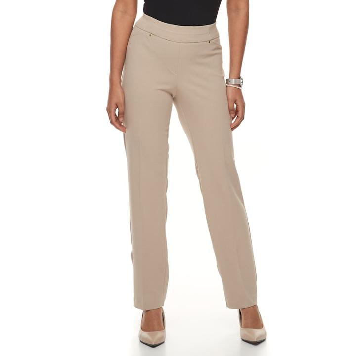 Petite Briggs Scuba Crepe Split-waist Dress Pants, Women's, Size: 14 Petite, Dark Brown
