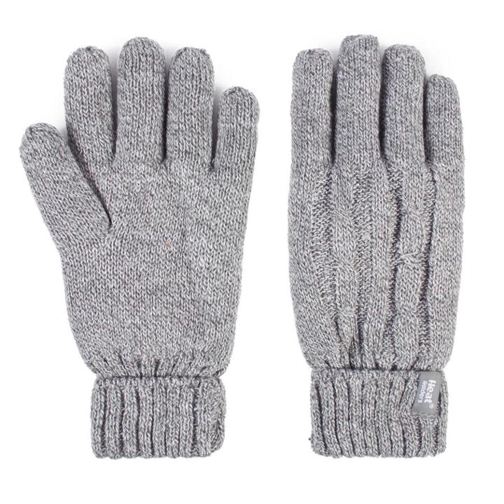 Women's Heat Holders Thermal Cable-knit Gloves, Size: S-m, Light Grey