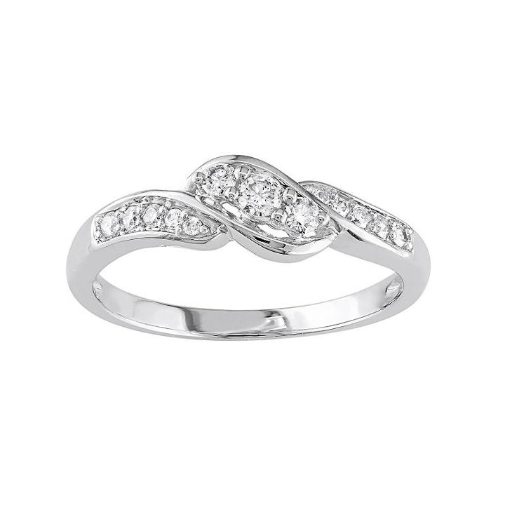 10k White Gold 1/4-ct. T.w. Diamond Swirl Ring, Women's, Size: 5