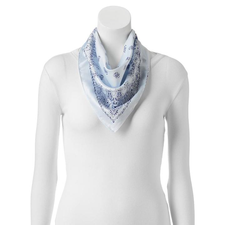 Apt. 9&reg; Satin Paisley Bandana Square Scarf, Women's, Light Blue