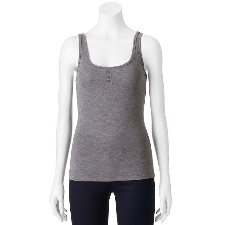 Juniors' So&reg; Henley Tank, Girl's, Size: Small, Grey (charcoal)