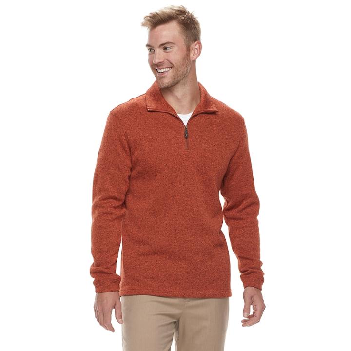 Men's Haggar&reg; Classic-fit Sweater Fleece Quarter-zip Pullover, Size: Xl, Orange