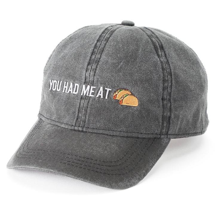 Women's So&reg; Embroidered You Had Me At Tacos Baseball Cap, Black