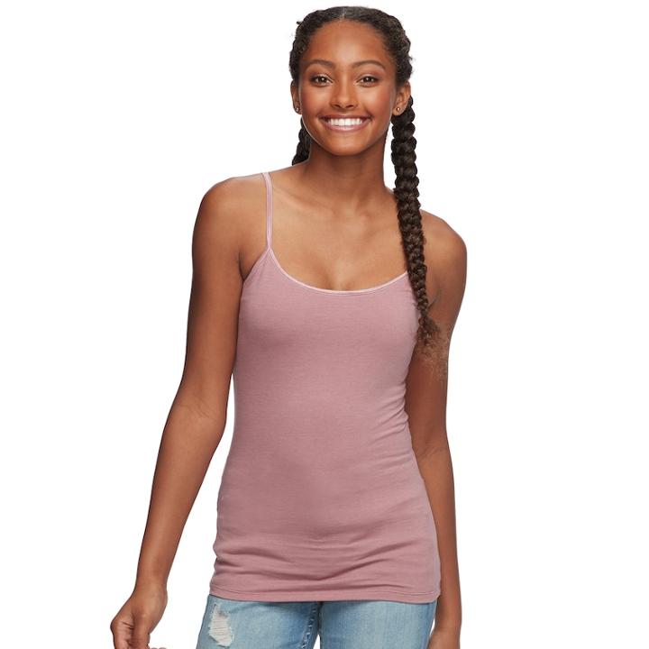 Juniors' So&reg; Scoopneck Satin-trim Cami Tank Top, Teens, Size: Small, Med Pink