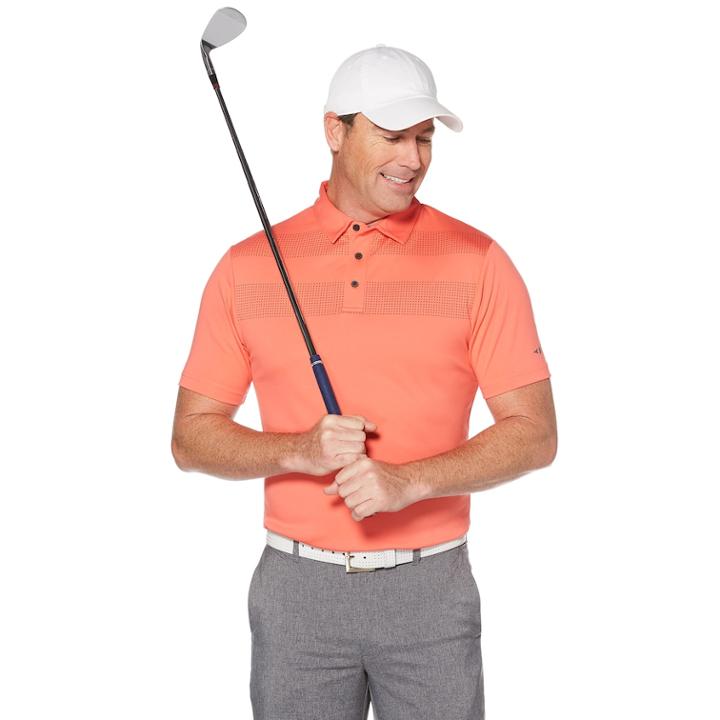 Men's Grand Slam Placement Regular-fit Striped Golf Polo, Size: Xxl, Med Pink