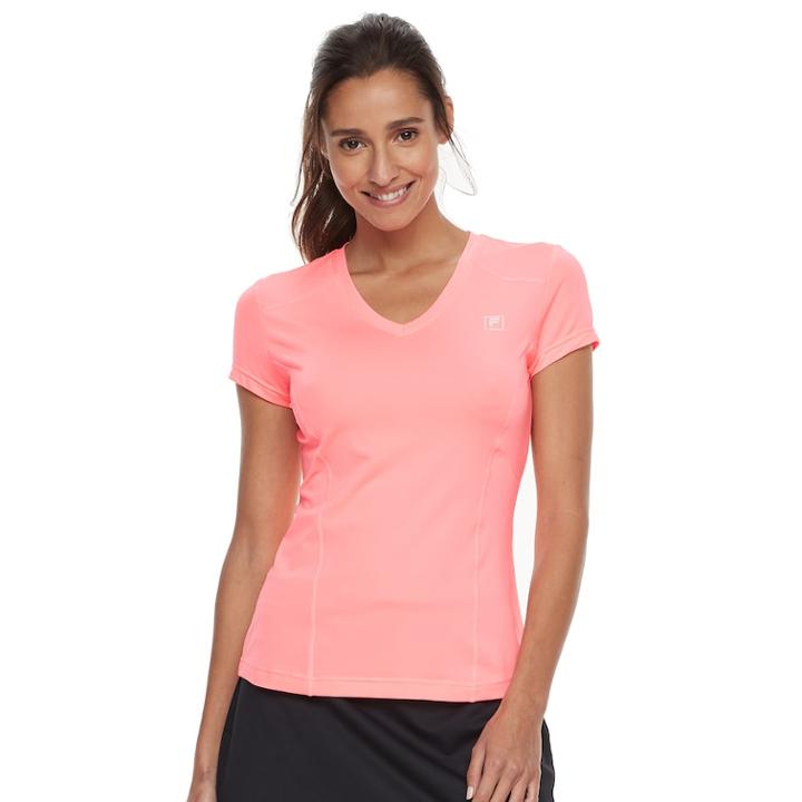 Women's Fila Sport&reg; Upf Short Sleeve V-neck Tee, Size: Small, Brt Orange
