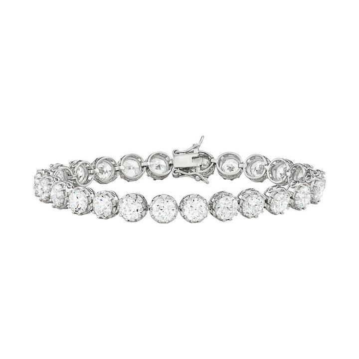 Sterling Silver Cubic Zirconia Tennis Bracelet, Women's, Size: 7, White
