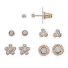 Lc Lauren Conrad Flower & Circle Nickel Free Stud Earring Set, Women's, White