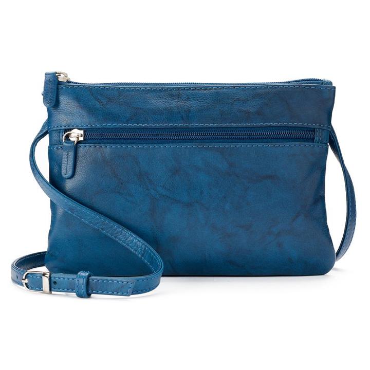 Ili Double Entry Leather Crossbody Bag, Women's, Blue