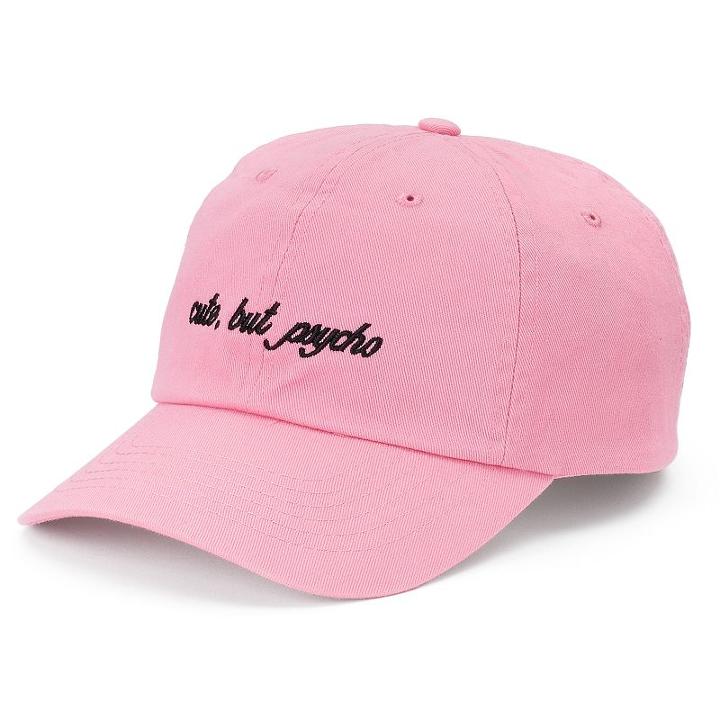 Women's So&reg; Cute, But Psycho Denim Baseball Cap, Med Pink