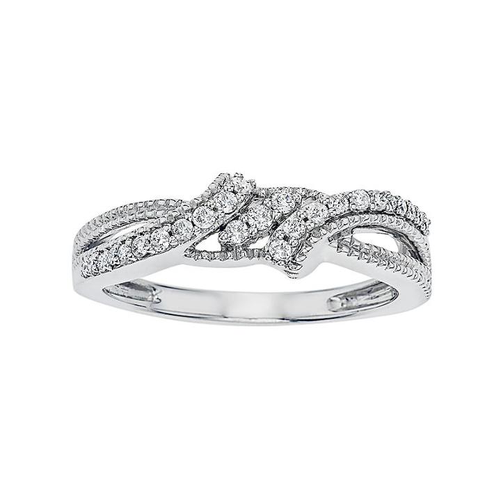 Simply Vera Vera Wang 14k White Gold 1/5 Carat T.w. Diamond Bypass Ring, Women's, Size: 7