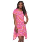 Women's Caribbean Joe Leaf Shark-bite T-shirt Dress, Size: Large, Red Other