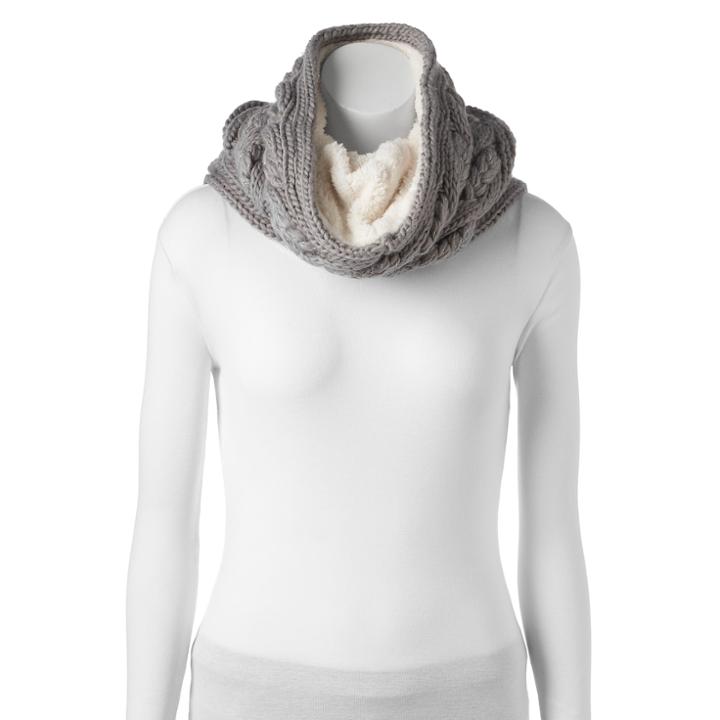Sonoma Goods For Life&trade; Braided Cable-knit Lined Cowl Scarf, Women's, Grey