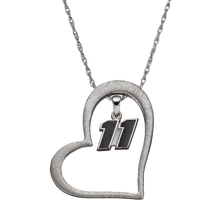 Insignia Collection Nascar Denny Hamlin 11 Stainless Steel Heart Pendant Necklace, Women's, Size: 18, Grey