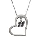 Insignia Collection Nascar Denny Hamlin 11 Stainless Steel Heart Pendant Necklace, Women's, Size: 18, Grey