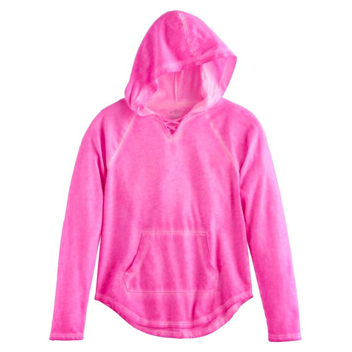 Girls 7-16 So® Front Lace-up Neck Hoodie, Size: 16, Pink