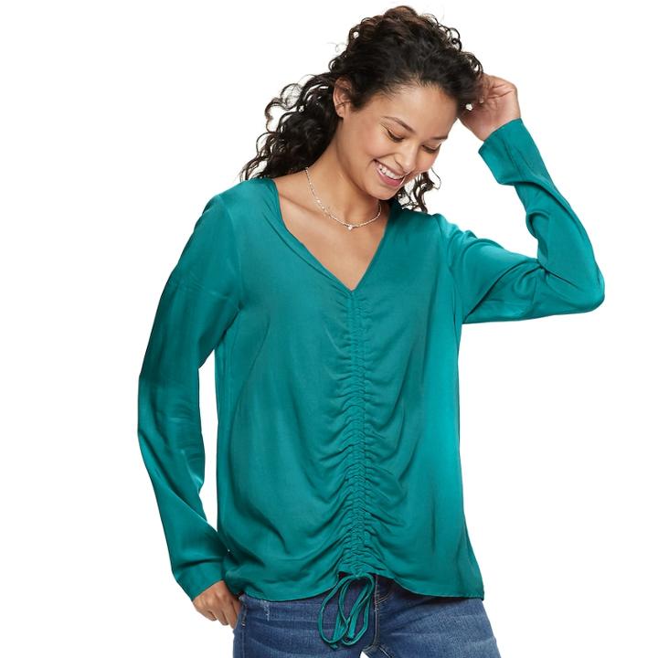 Juniors' Grayson Threads Cinch-front Tee, Teens, Size: Large, Green