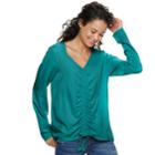Juniors' Grayson Threads Cinch-front Tee, Teens, Size: Large, Green