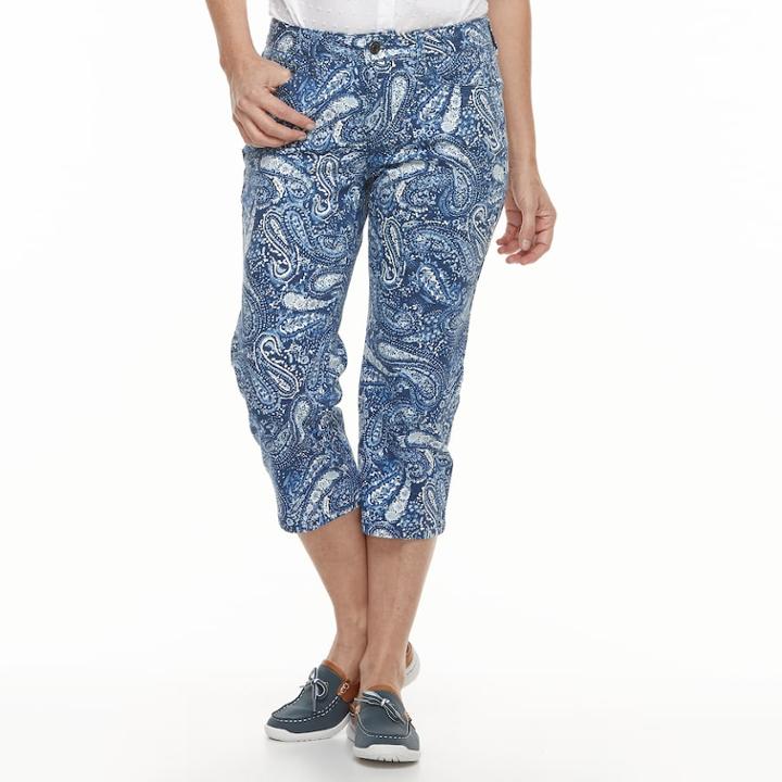 Women's Croft & Barrow&reg; Cuffed Jean Capris, Size: 18, Med Blue
