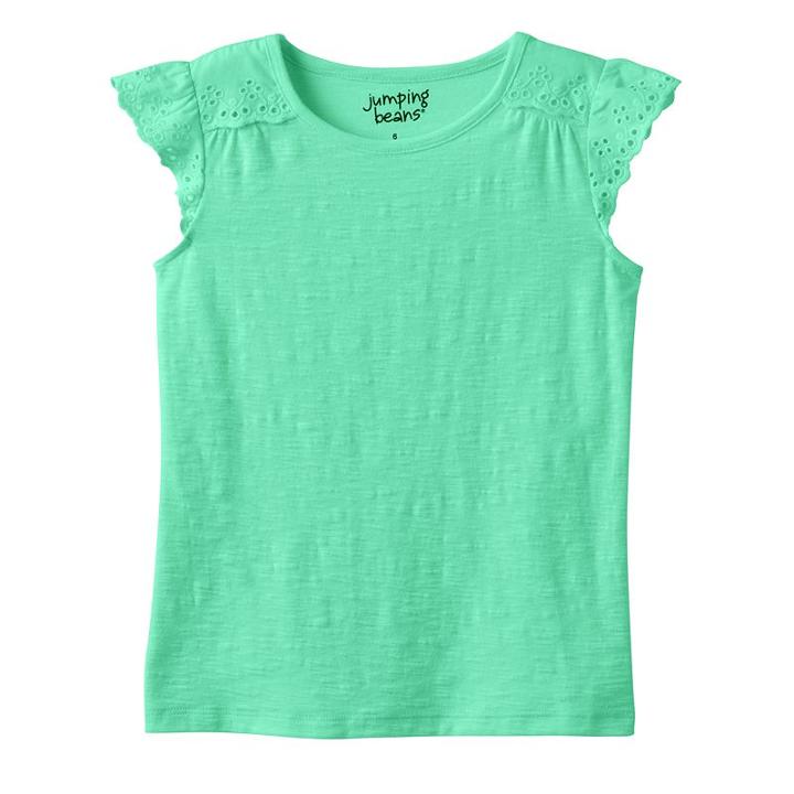 Girls 4-10 Jumping Beans&reg; Eyelet Flutter Tee, Girl's, Size: 6, Brt Green