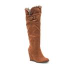 Qupid Noya Women's Wedge Knee-high Boots, Girl's, Size: 10, Brown