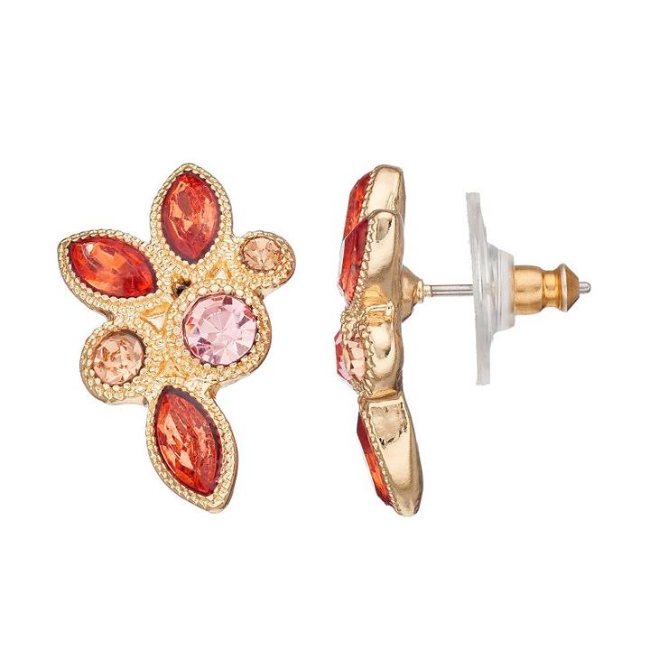 Napier Simulated Crystal Cluster Nickel Free Drop Earrings, Women's, Orange
