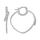 Amore By Simone I. Smith Platinum Over Silver Crystal Bypass Hoop Earrings, Women's, White
