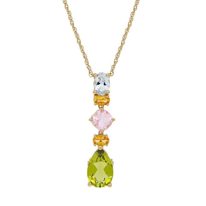 David Tutera 14k Gold Over Silver Simulated Gemstone Linear Drop Pendant, Women's, Size: 18, Green