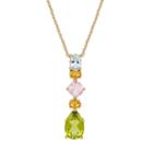 David Tutera 14k Gold Over Silver Simulated Gemstone Linear Drop Pendant, Women's, Size: 18, Green