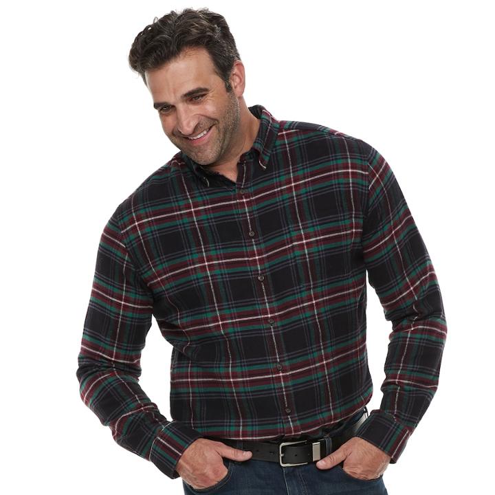 Big & Tall Croft & Barrow&reg; Regular-fit Flannel Woven Button-down Shirt, Men's, Size: L Tall, Black