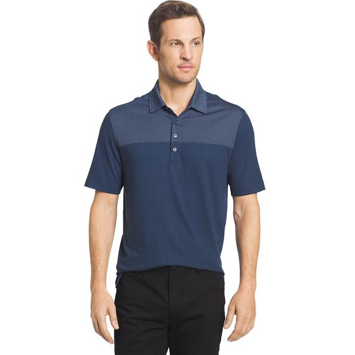 Big & Tall Van Heusen Classic-fit Colorblock Self-collar Feeder Polo, Men's, Size: 2xl Long, Blue Other