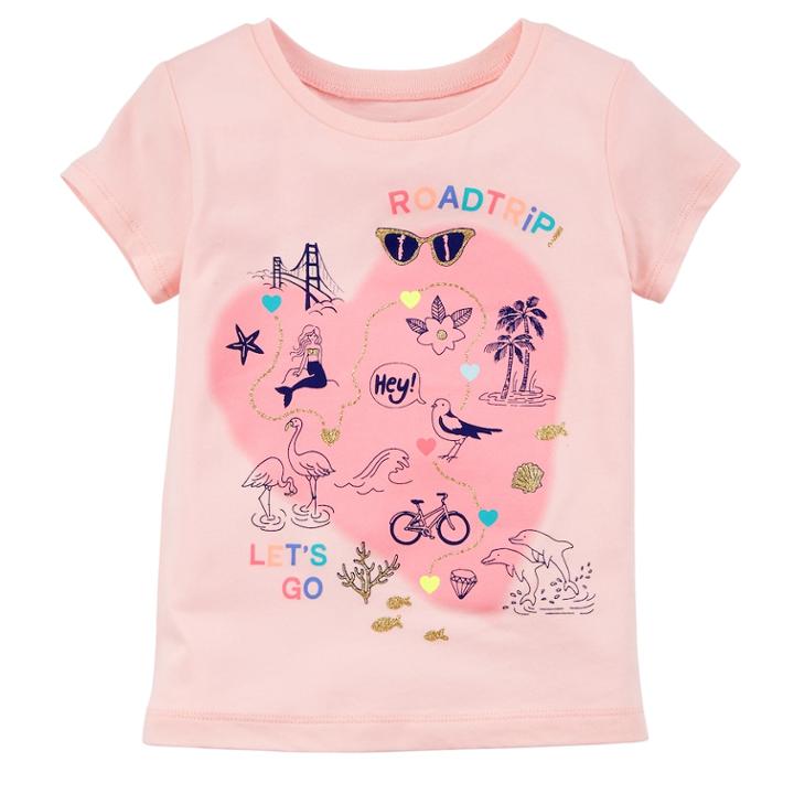 Girls 4-8 Carter's Fun Glitter Graphic Tee, Size: 4-5, Light Pink