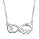 Cubic Zirconia Silver-plated 2015 Graduation Infinity Necklace, Women's, Grey