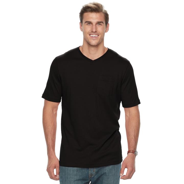 Big & Tall Croft & Barrow&reg; Classic-fit Easy-care V-neck Pocket Tee, Men's, Size: L Tall, Black